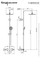MEDIDAS COLUMNA DUCHA MONOMANDO SERIE 22 FIMA